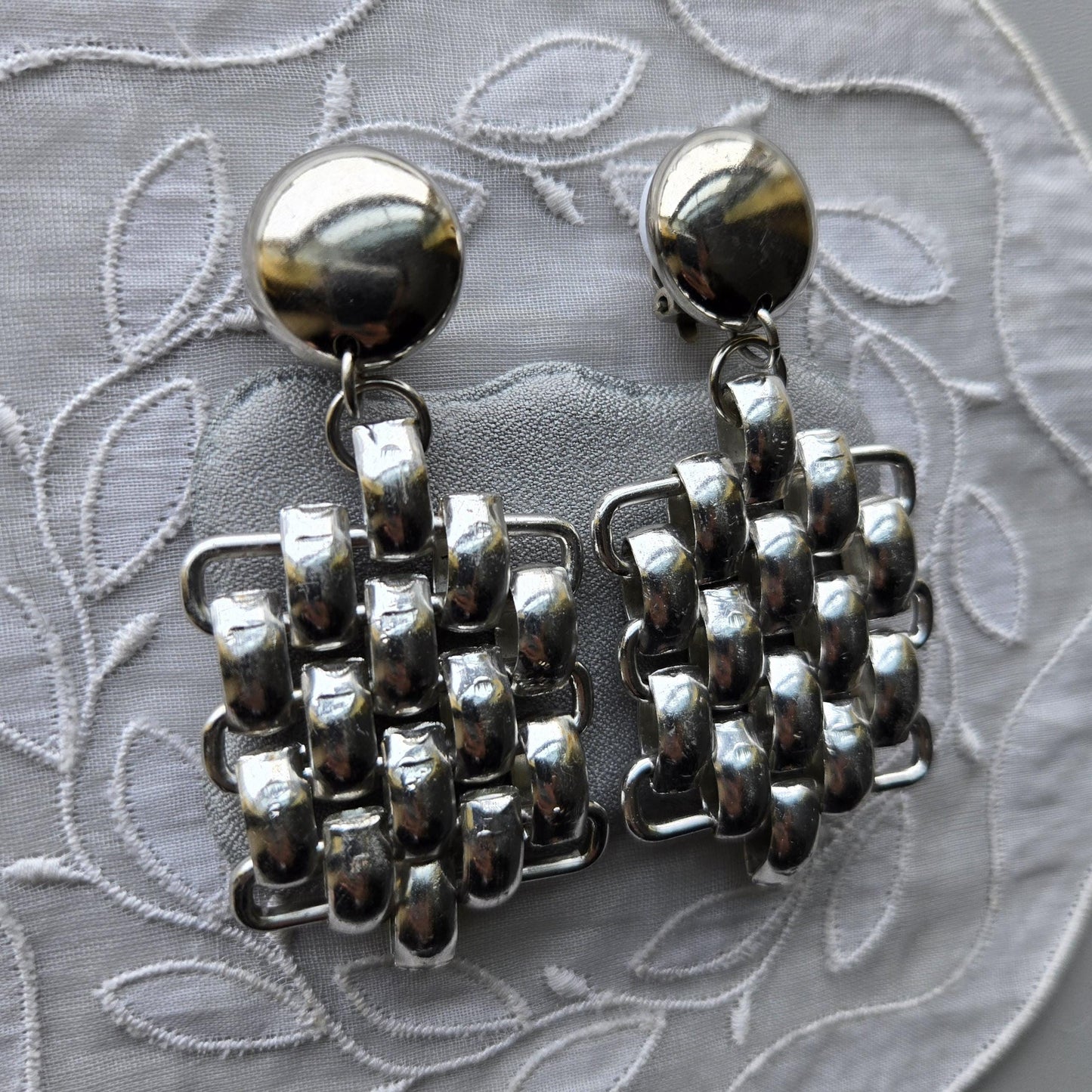 Clip on - Silver Tone Chain Drop Clip On Earrings