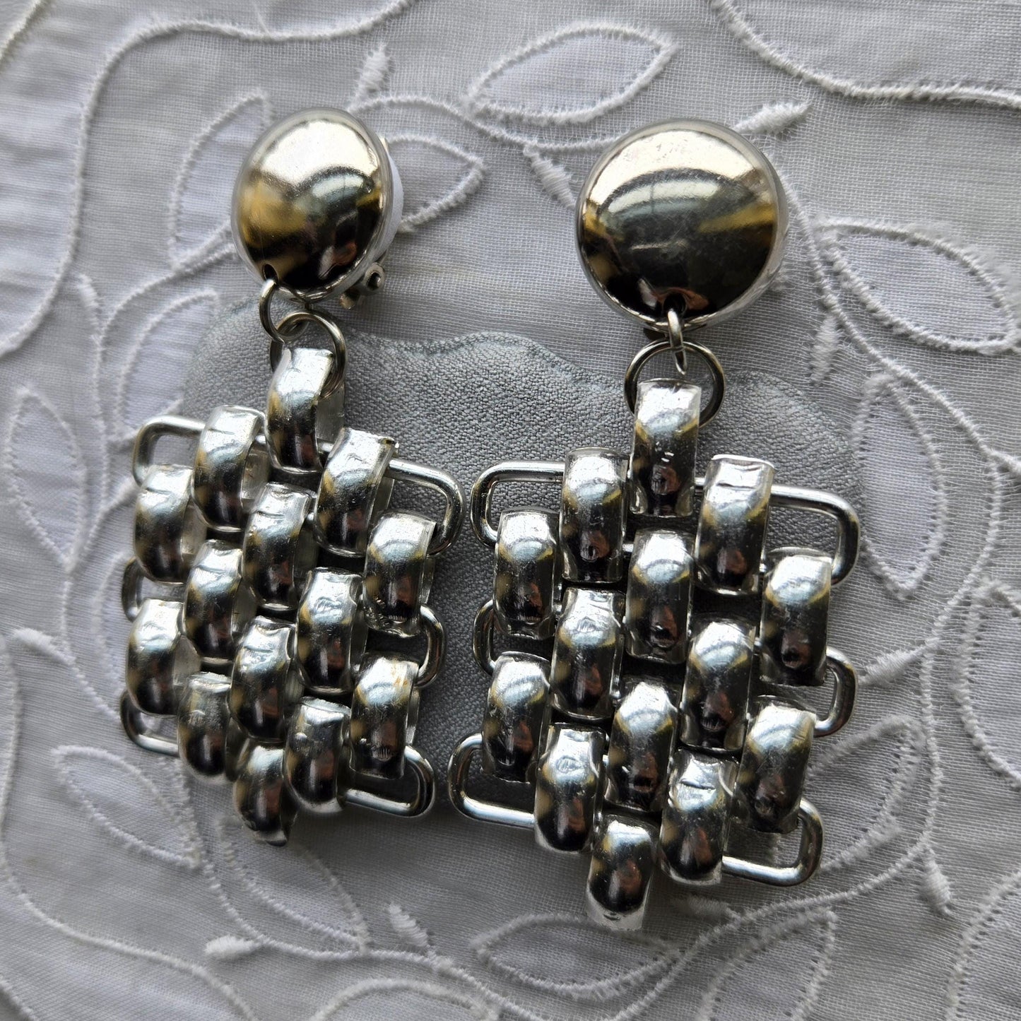 Clip on - Silver Tone Chain Drop Clip On Earrings