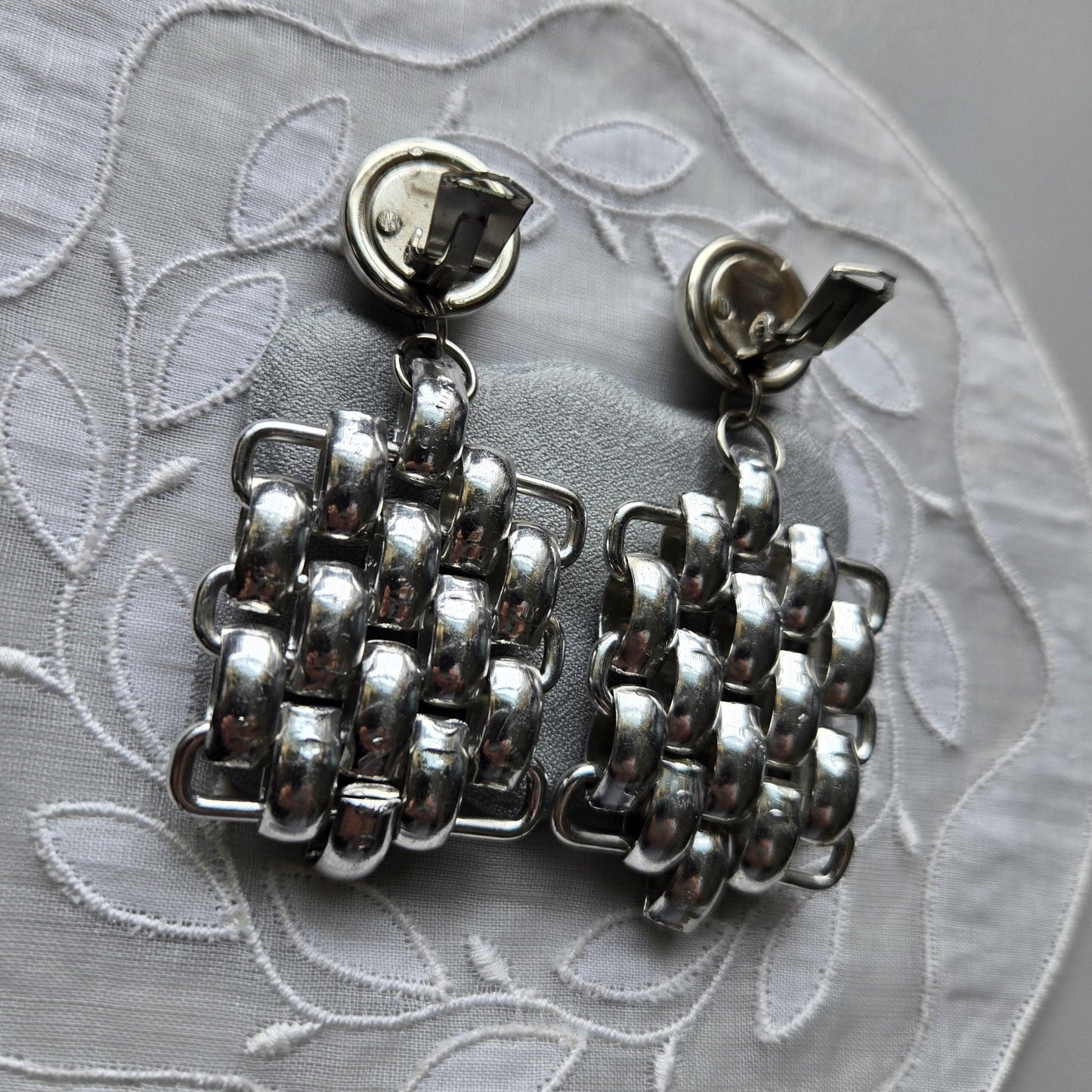 Clip on - Silver Tone Chain Drop Clip On Earrings