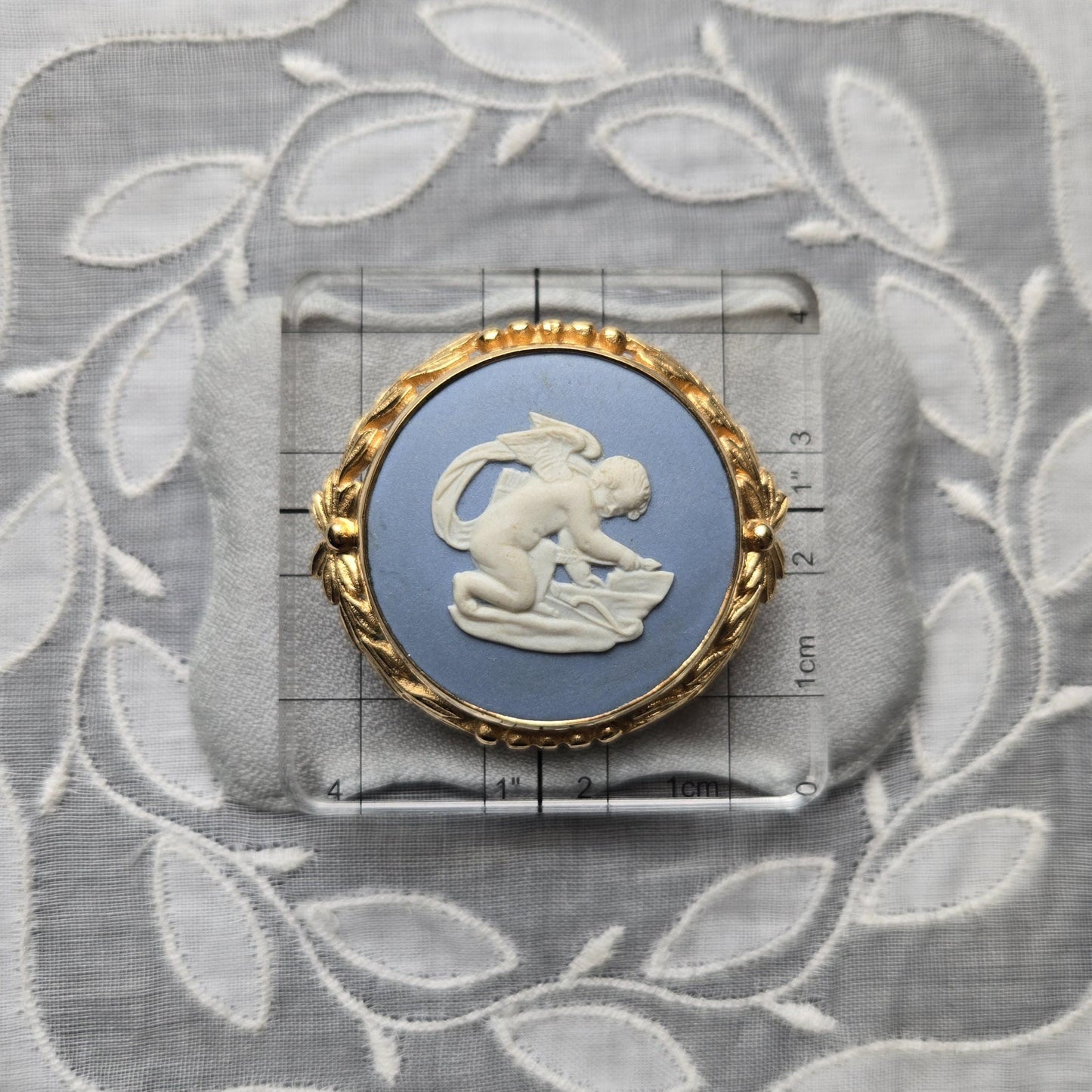 Brooch - Wedgwood Blue Jasperware Cherub Cameo Brooch