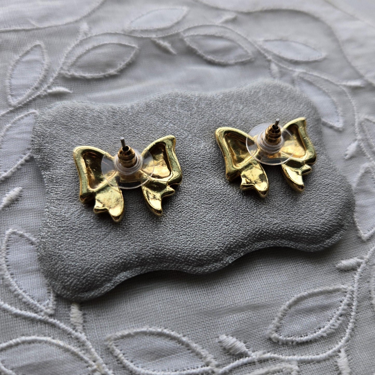 Posts - White Enamel Bow Stud Earrings