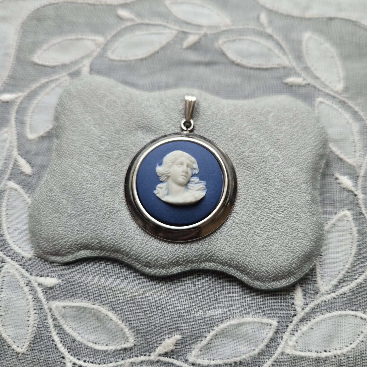 Necklace - Wedgwood Blue Jasperware Cameo Necklace