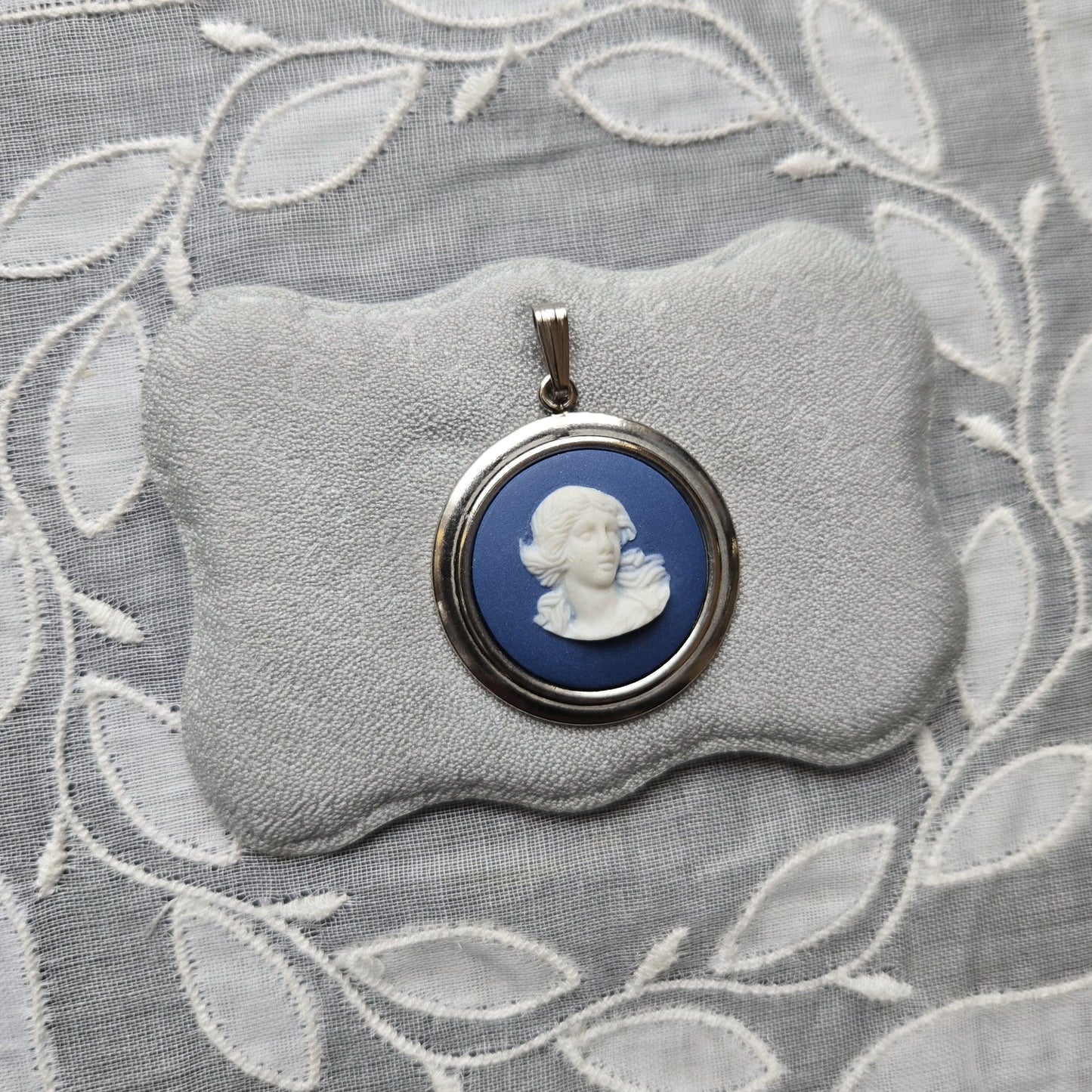 Necklace - Wedgwood Blue Jasperware Cameo Necklace