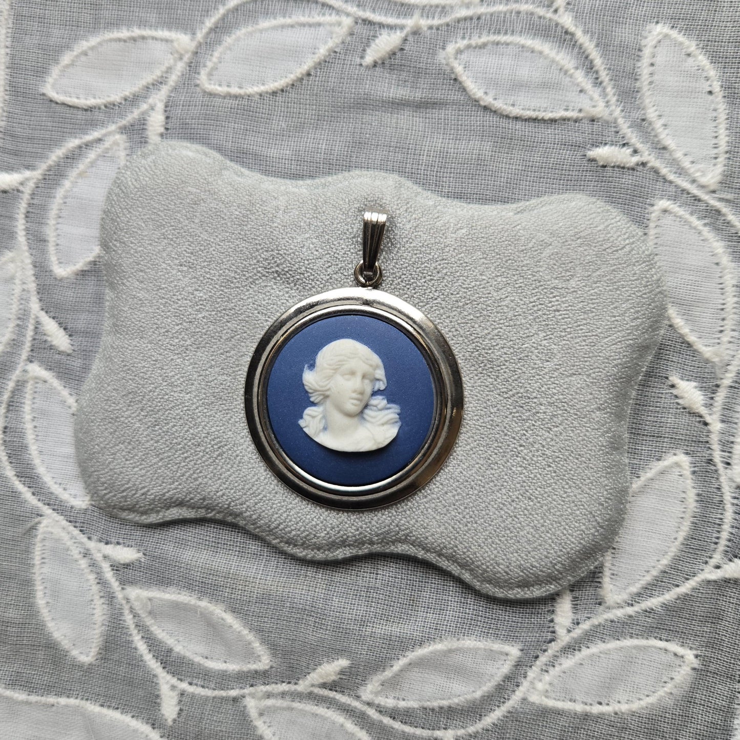 Necklace - Wedgwood Blue Jasperware Cameo Necklace