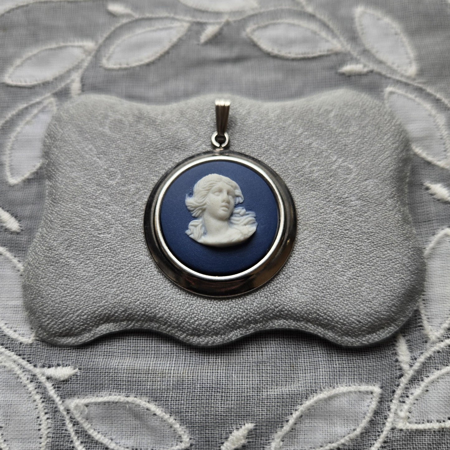 Necklace - Wedgwood Blue Jasperware Cameo Necklace