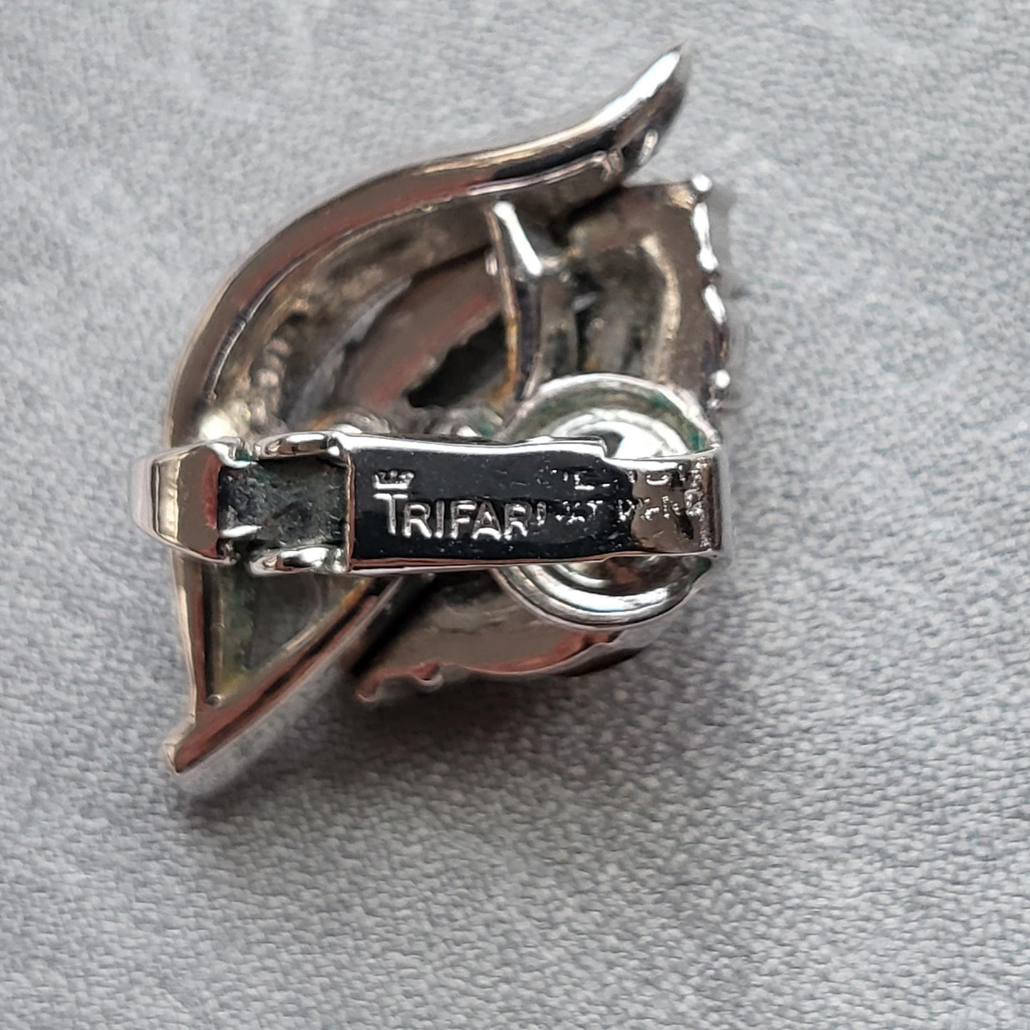 Clip on - Trifari Crystal Leaf Clip on Earrings