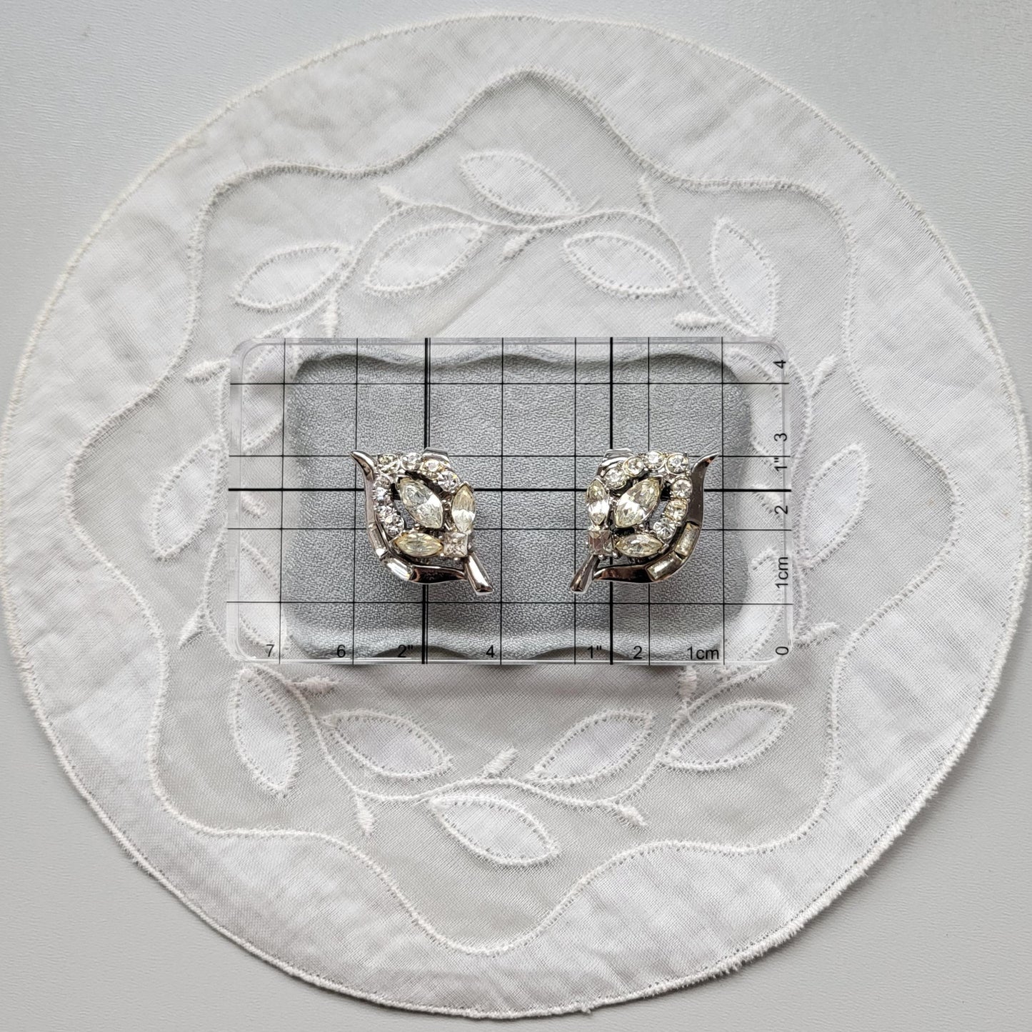 Clip on - Trifari Crystal Leaf Clip on Earrings