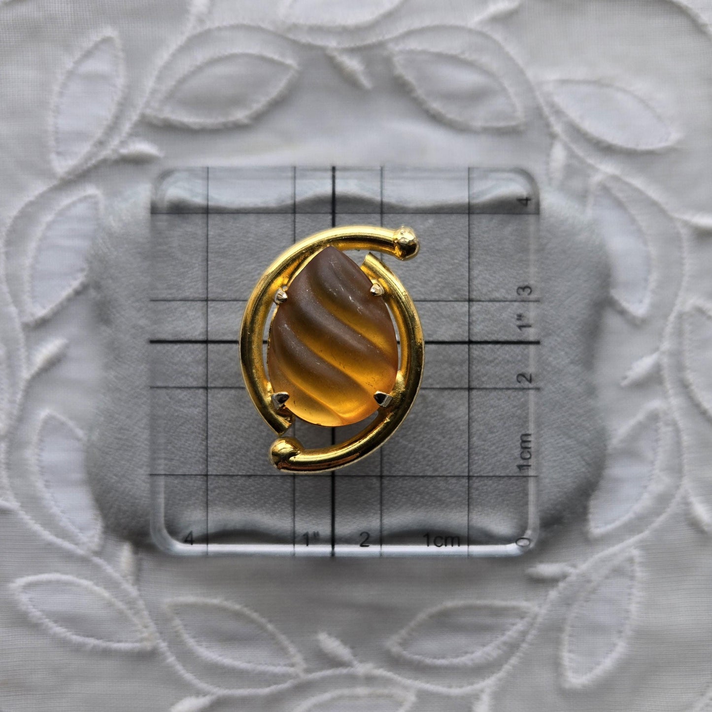 Clip on - Frosted Yellow Orange Cabochon Clip On Earrings