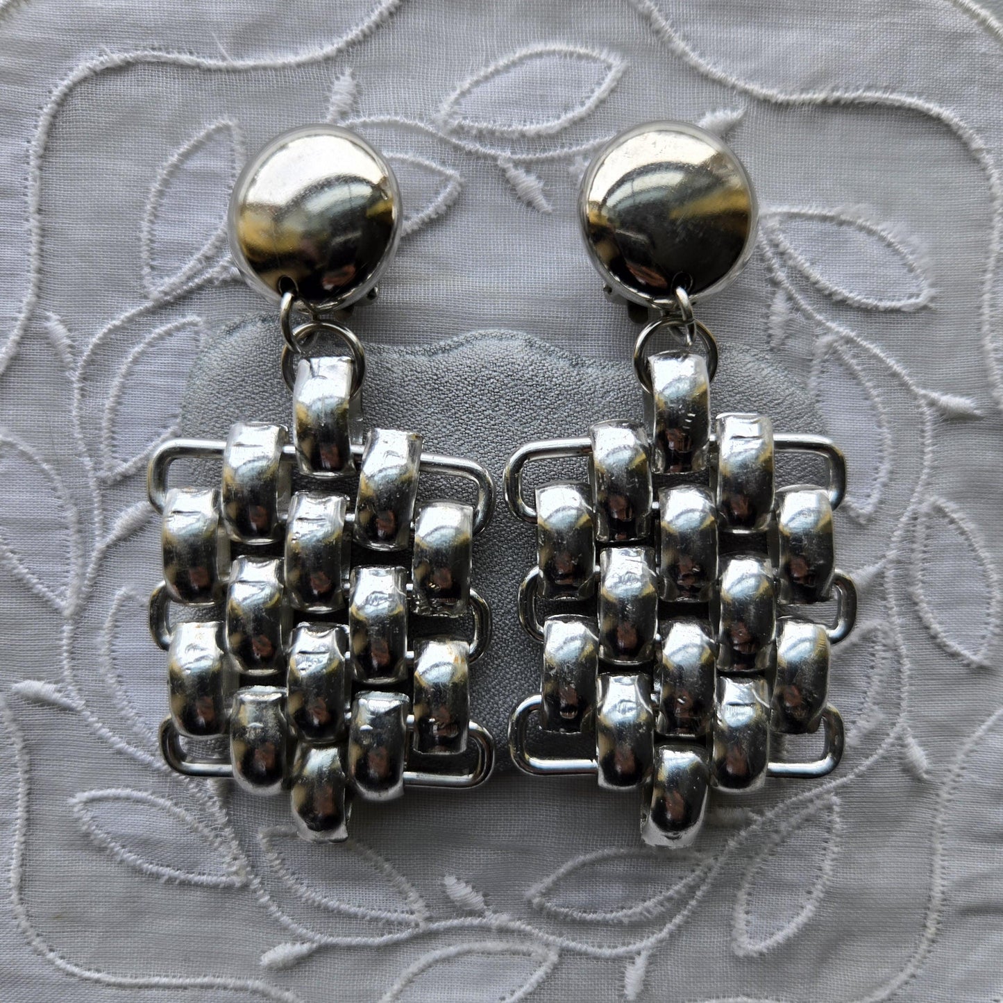 Clip on - Silver Tone Chain Drop Clip On Earrings