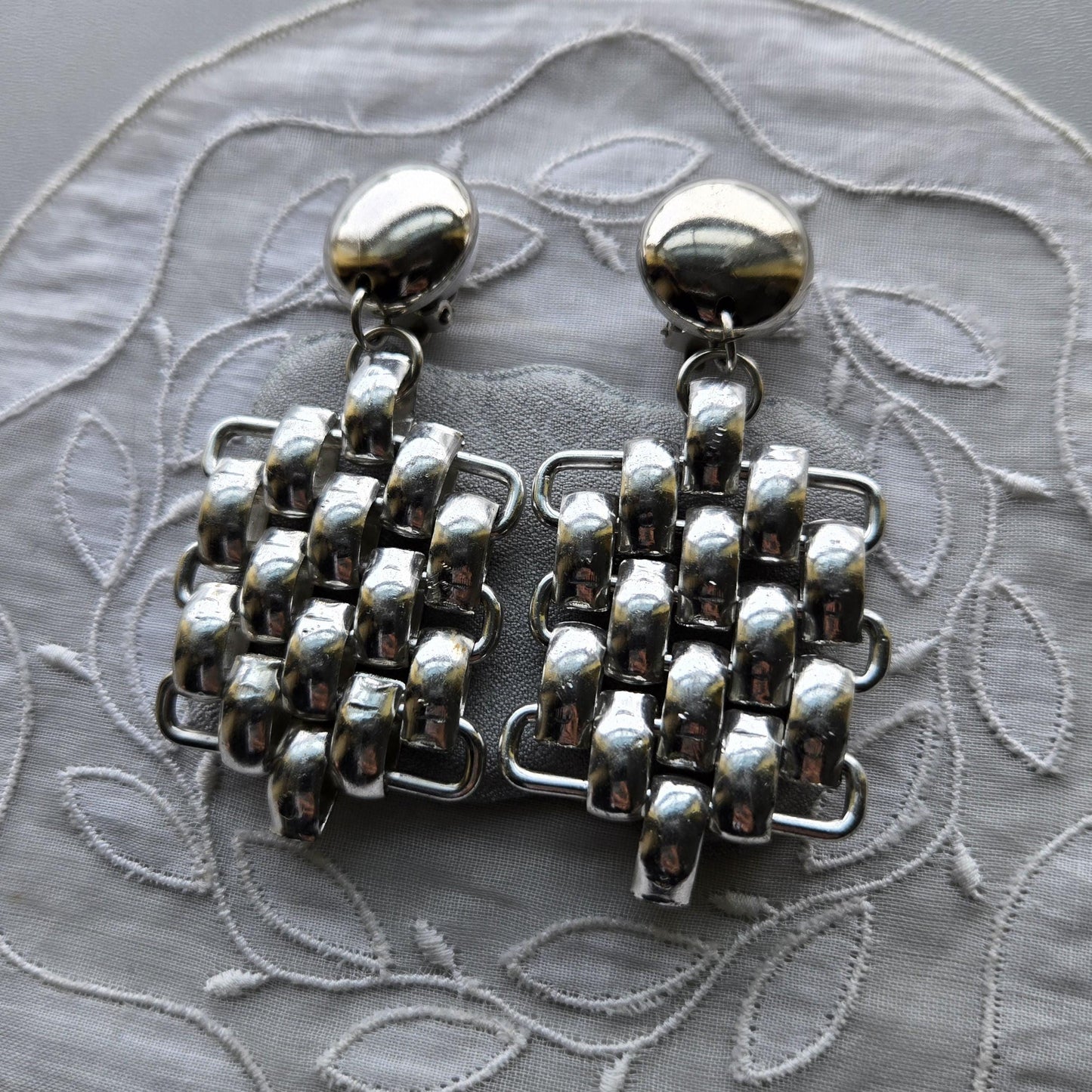 Clip on - Silver Tone Chain Drop Clip On Earrings