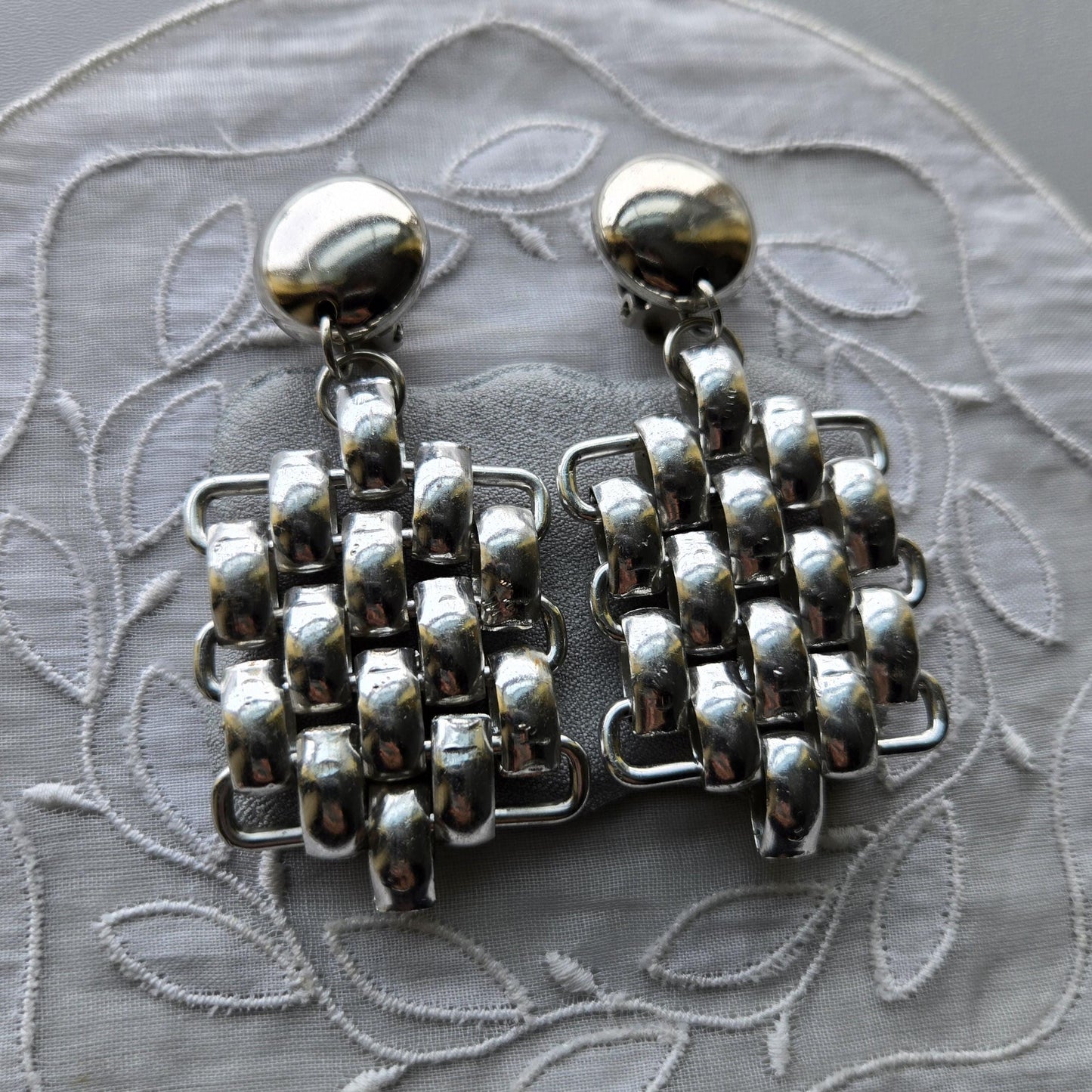 Clip on - Silver Tone Chain Drop Clip On Earrings