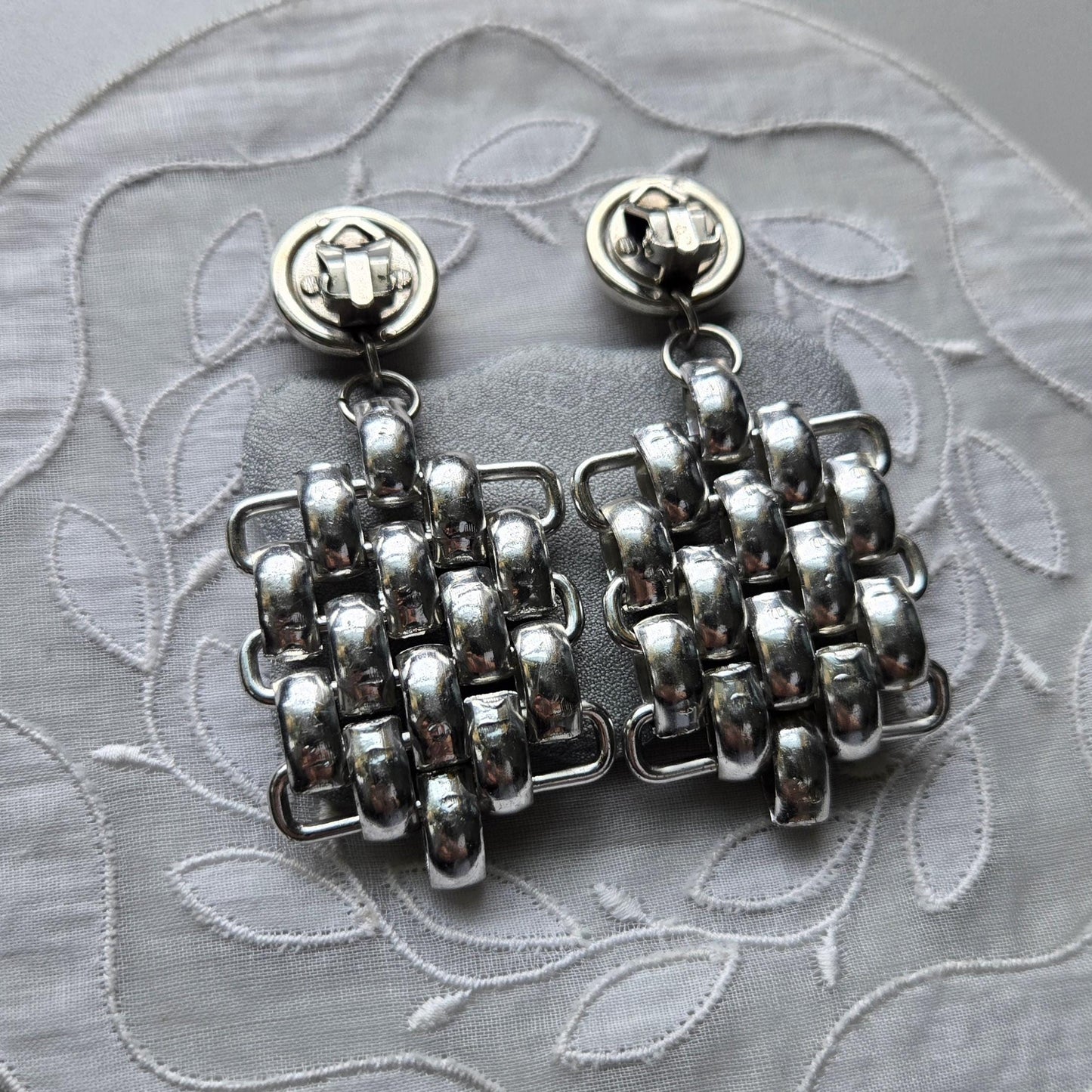 Clip on - Silver Tone Chain Drop Clip On Earrings