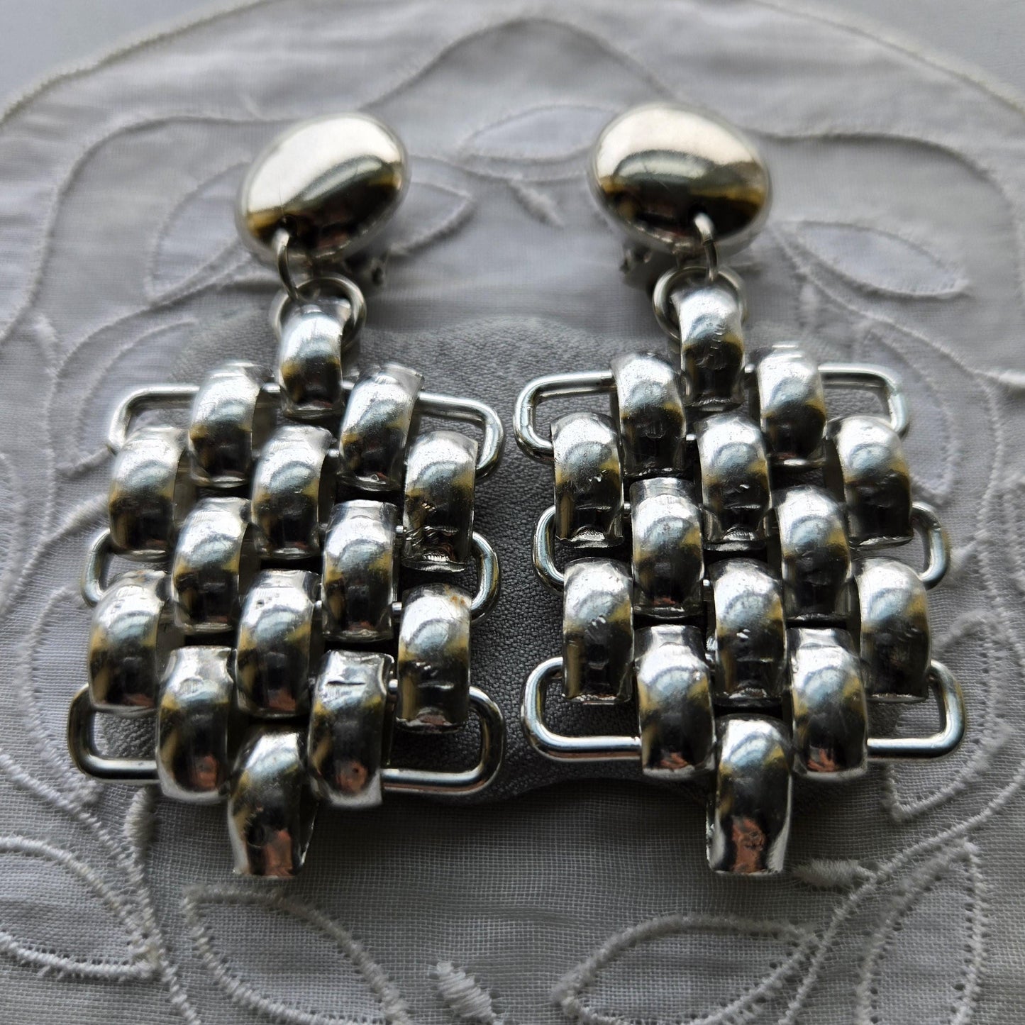 Clip on - Silver Tone Chain Drop Clip On Earrings