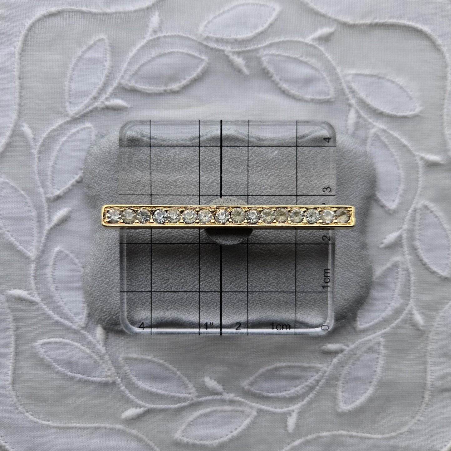 Brooch - Crown Trifari Gold Crystal Bar Brooch