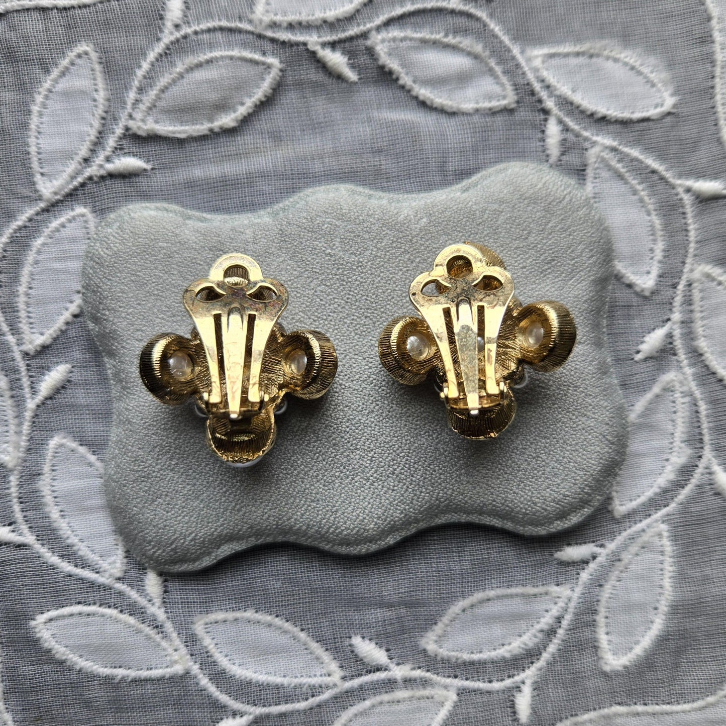 Clip on - Faux Pearl Maltese Cross Clip On Earrings