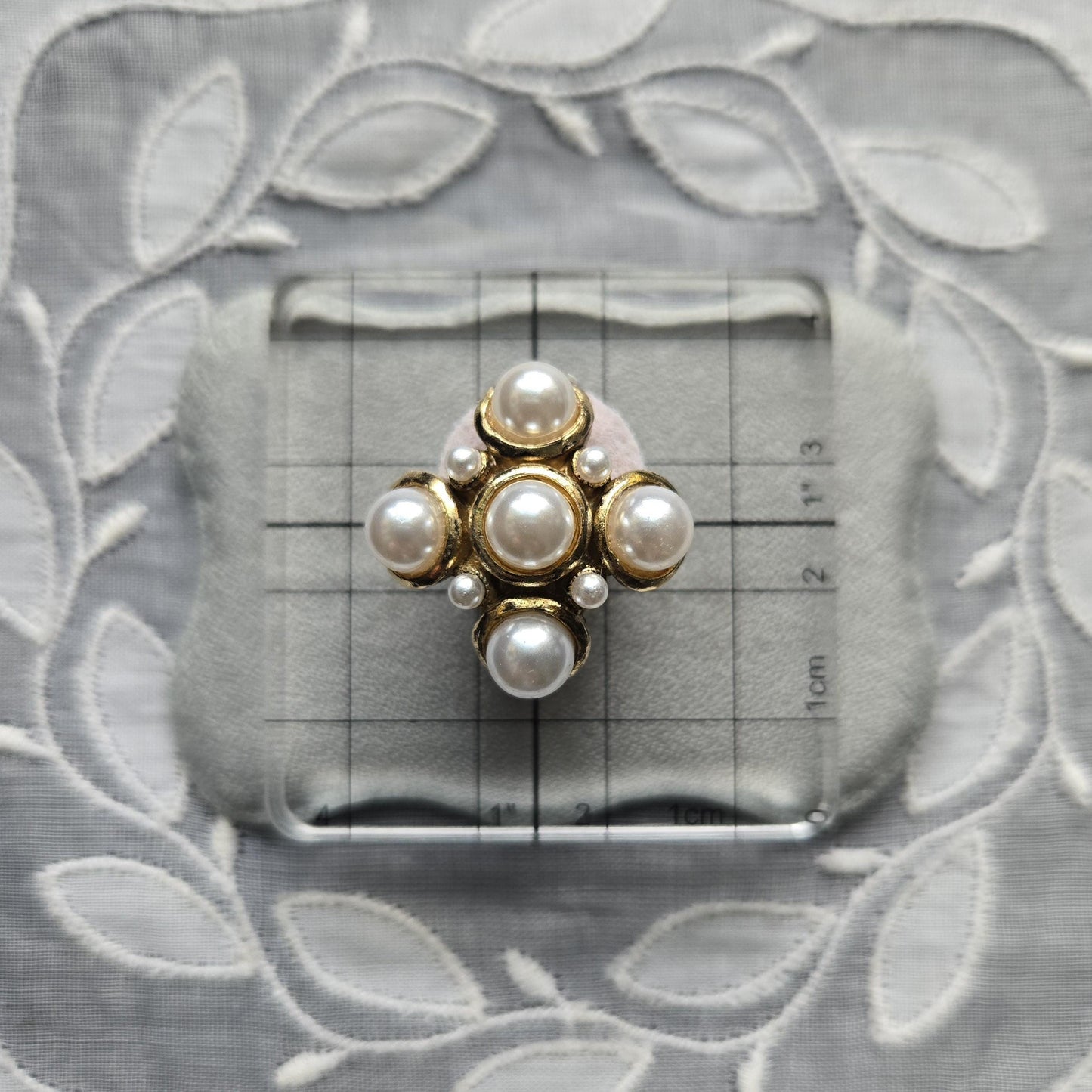 Clip on - Faux Pearl Maltese Cross Clip On Earrings