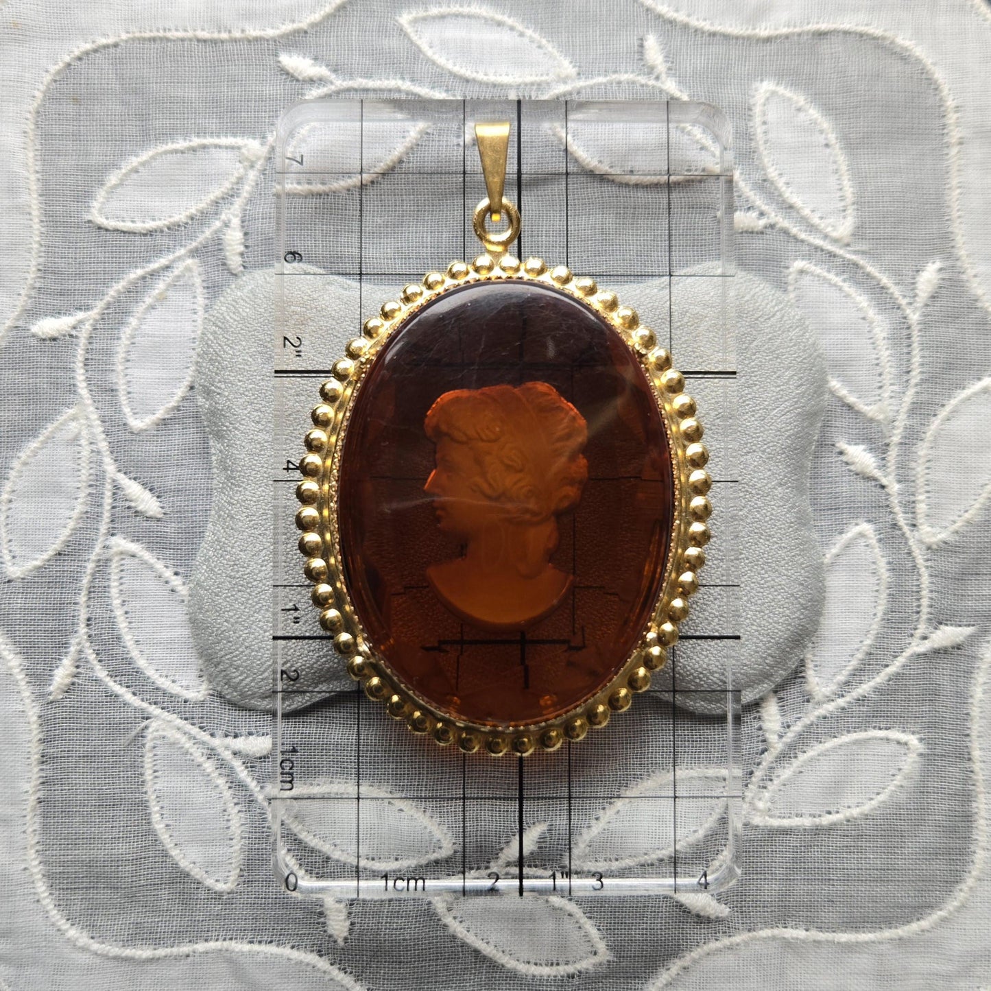 Pendant - Oval Reverse Intaglio Brown Cameo Pendant