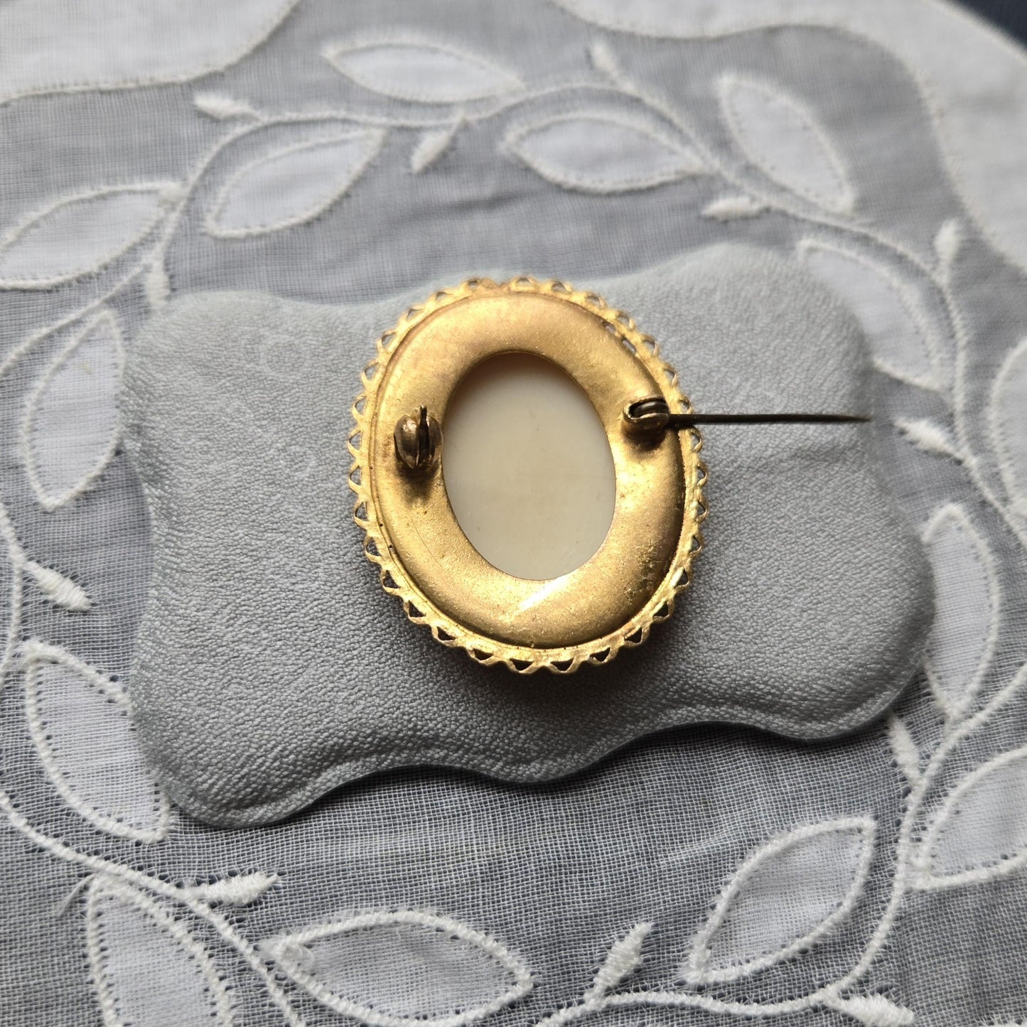 Brooch - Red Orange Cameo Brooch