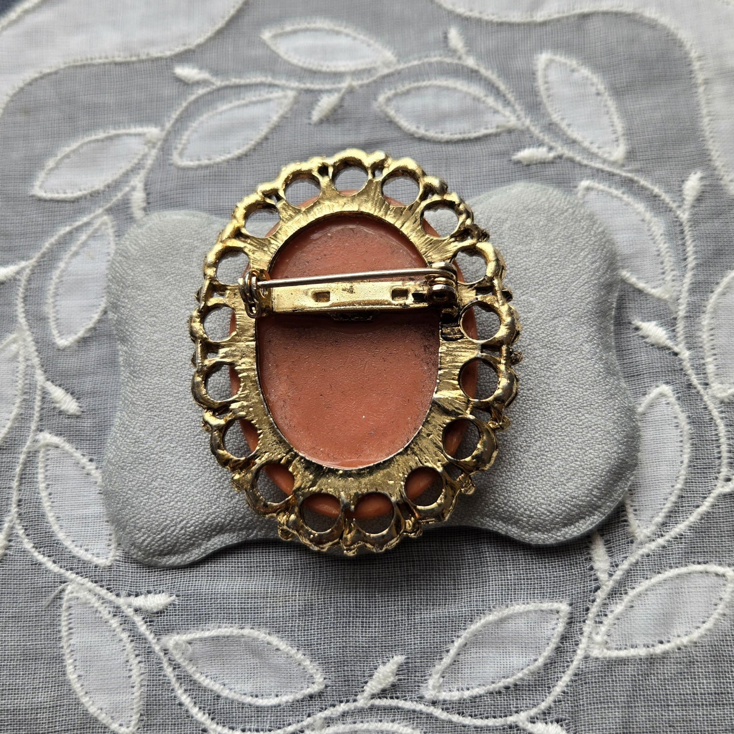 Brooch - Ornate Frame Orange Cameo Brooch
