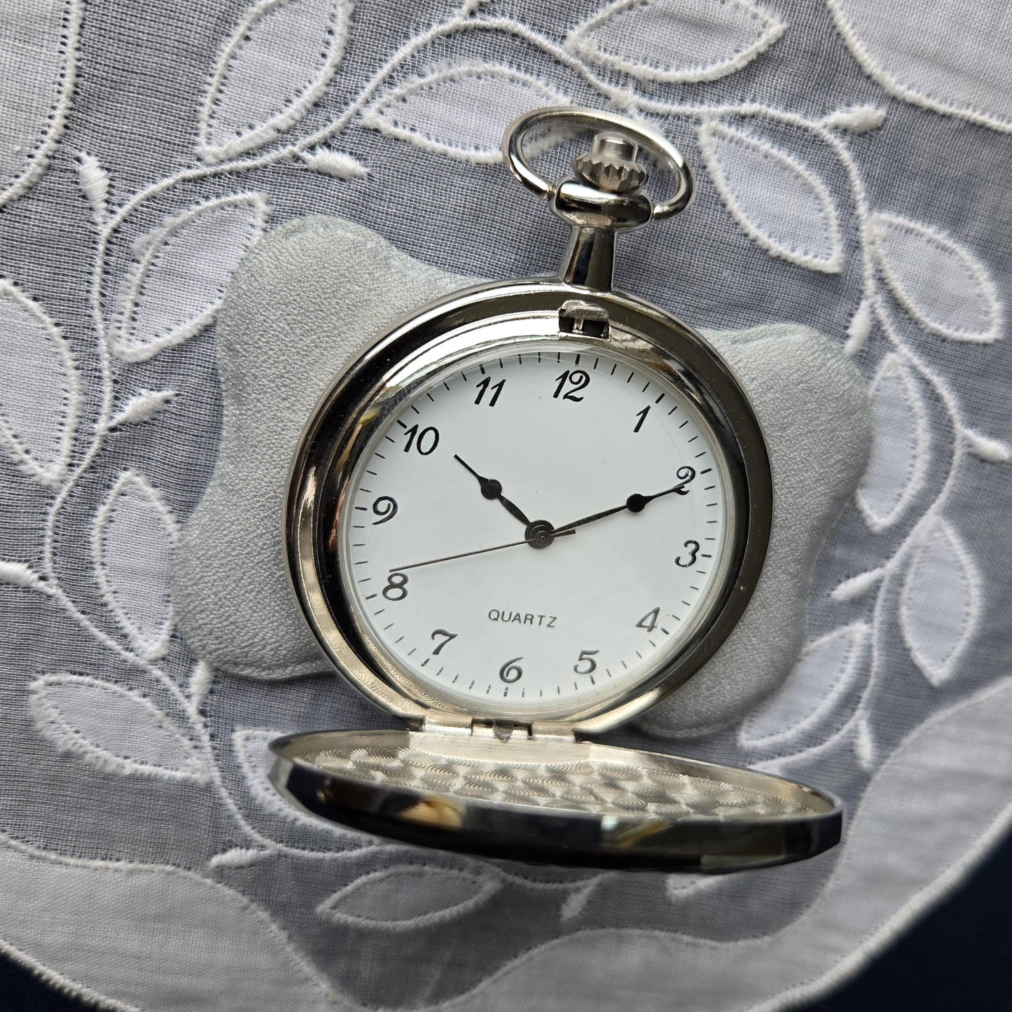 Pocket Watch - Blue Enamel Silver Tone Pocket Watch