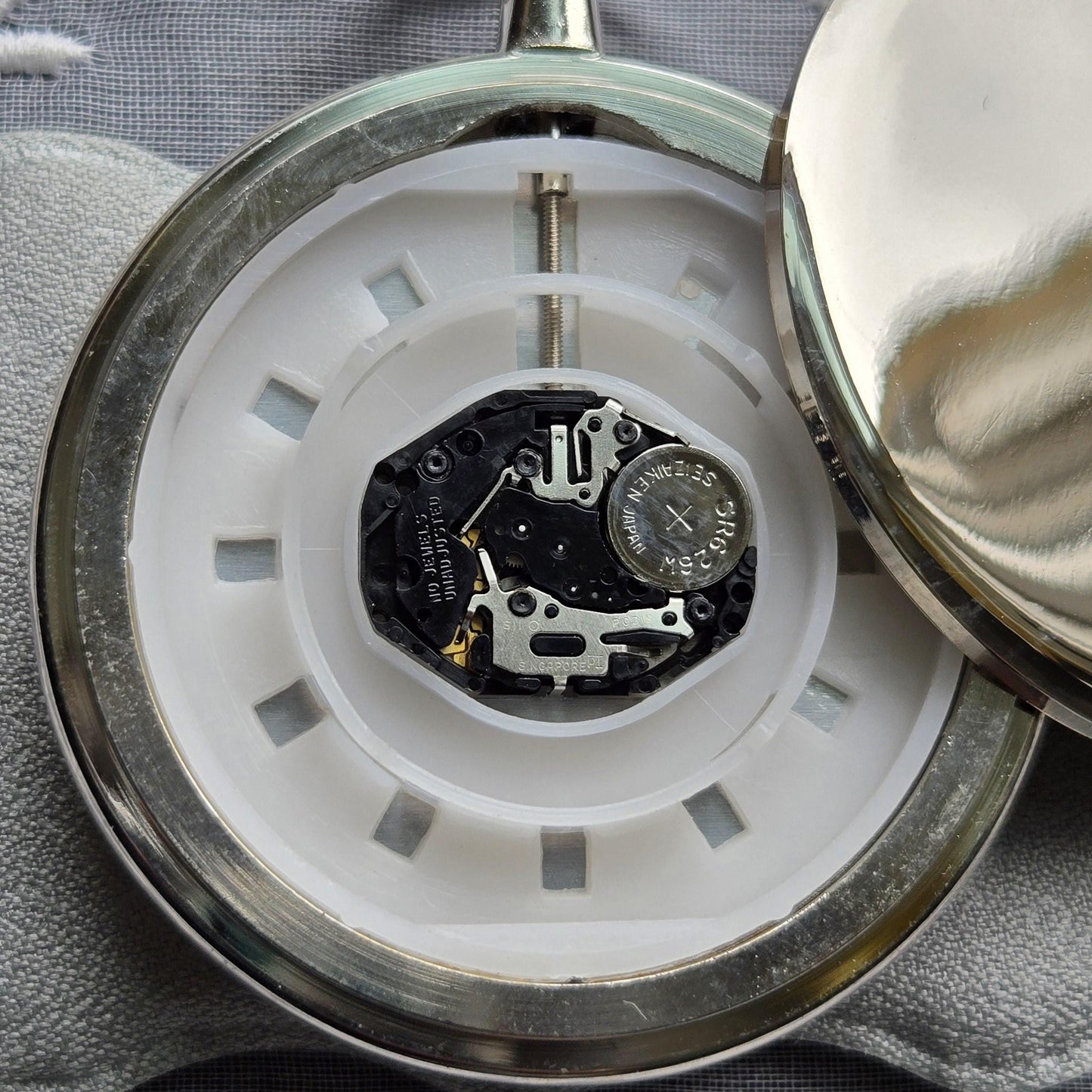Pocket Watch - Blue Enamel Silver Tone Pocket Watch