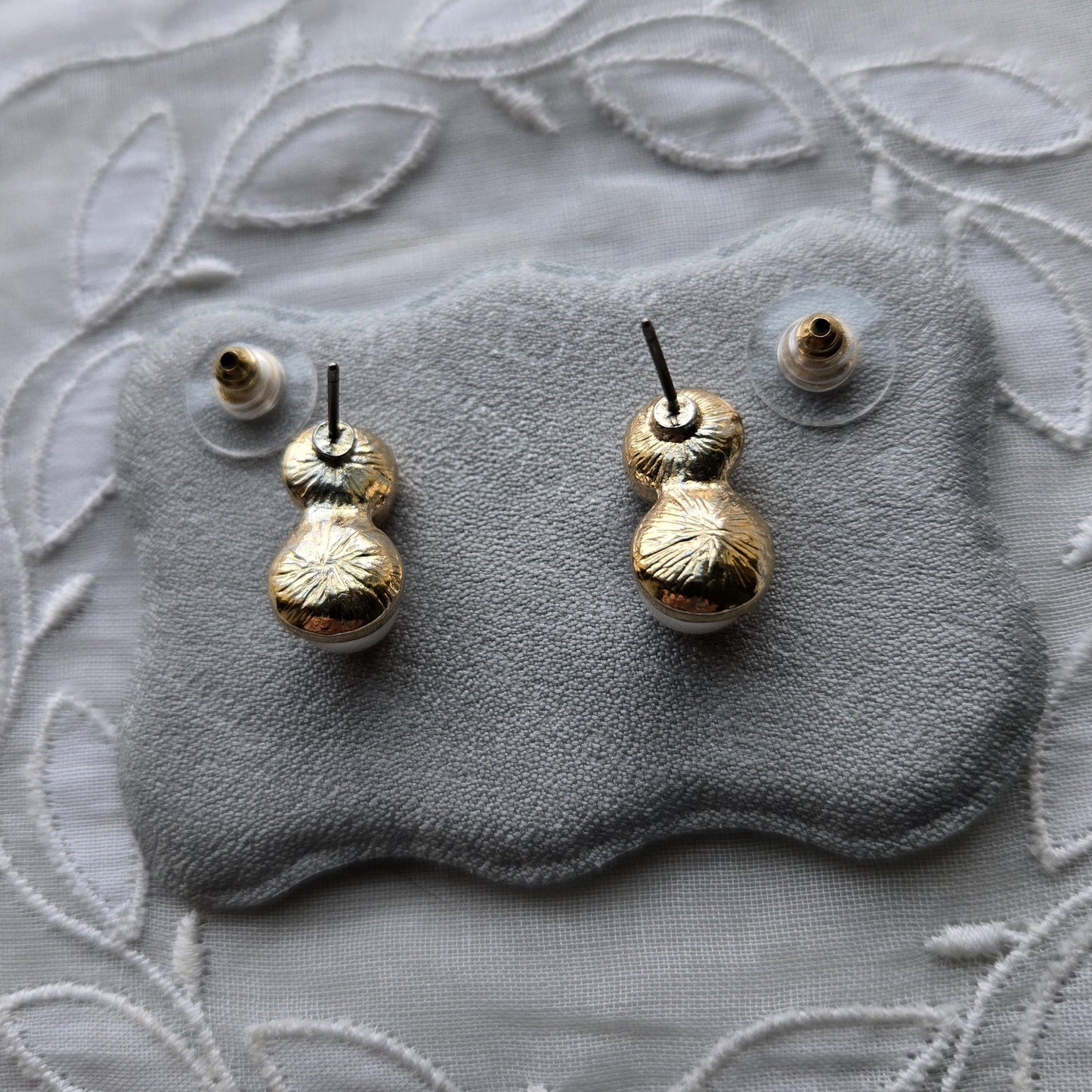 Posts - Double Pearl Gold Swirl Stud Earrings