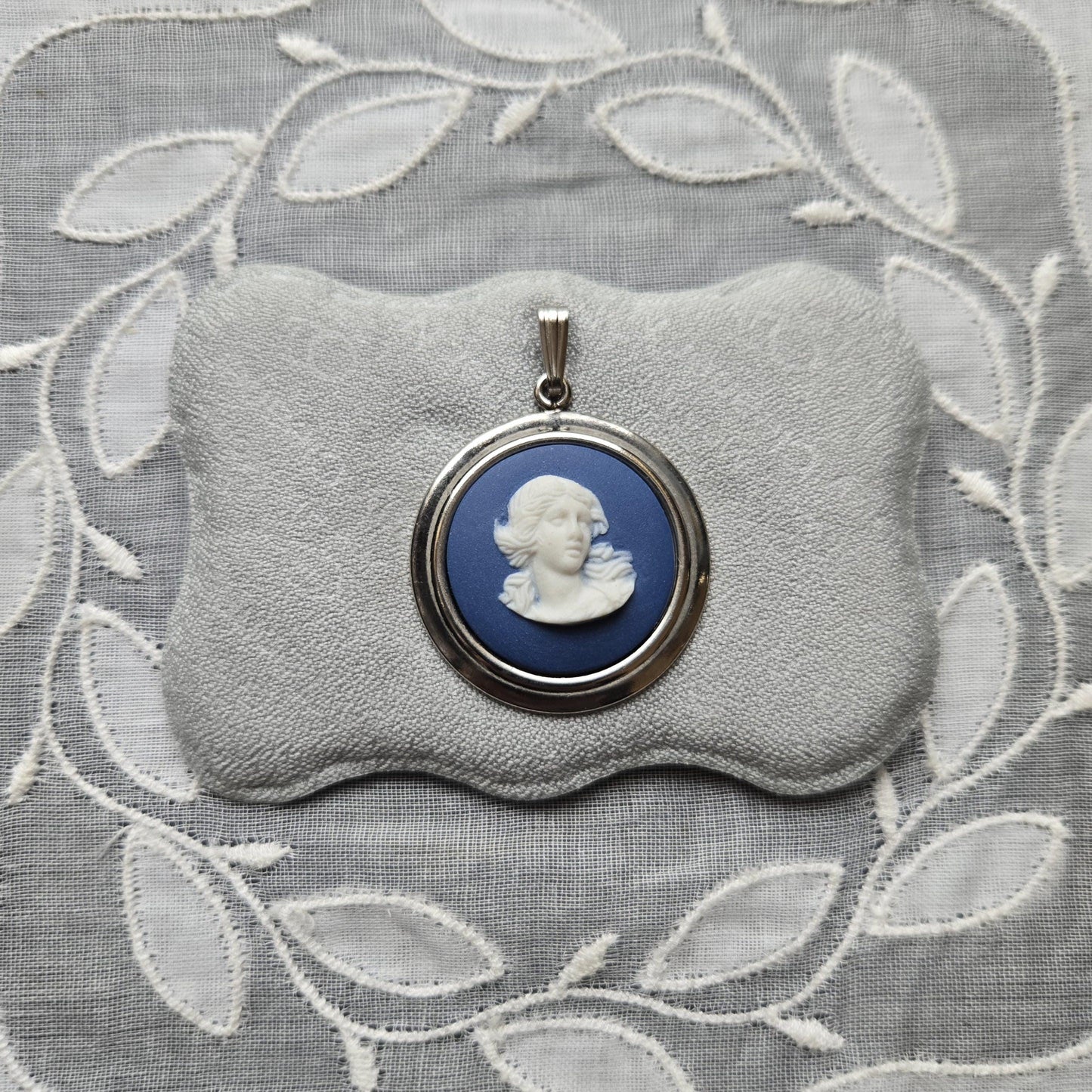 Necklace - Wedgwood Blue Jasperware Cameo Necklace