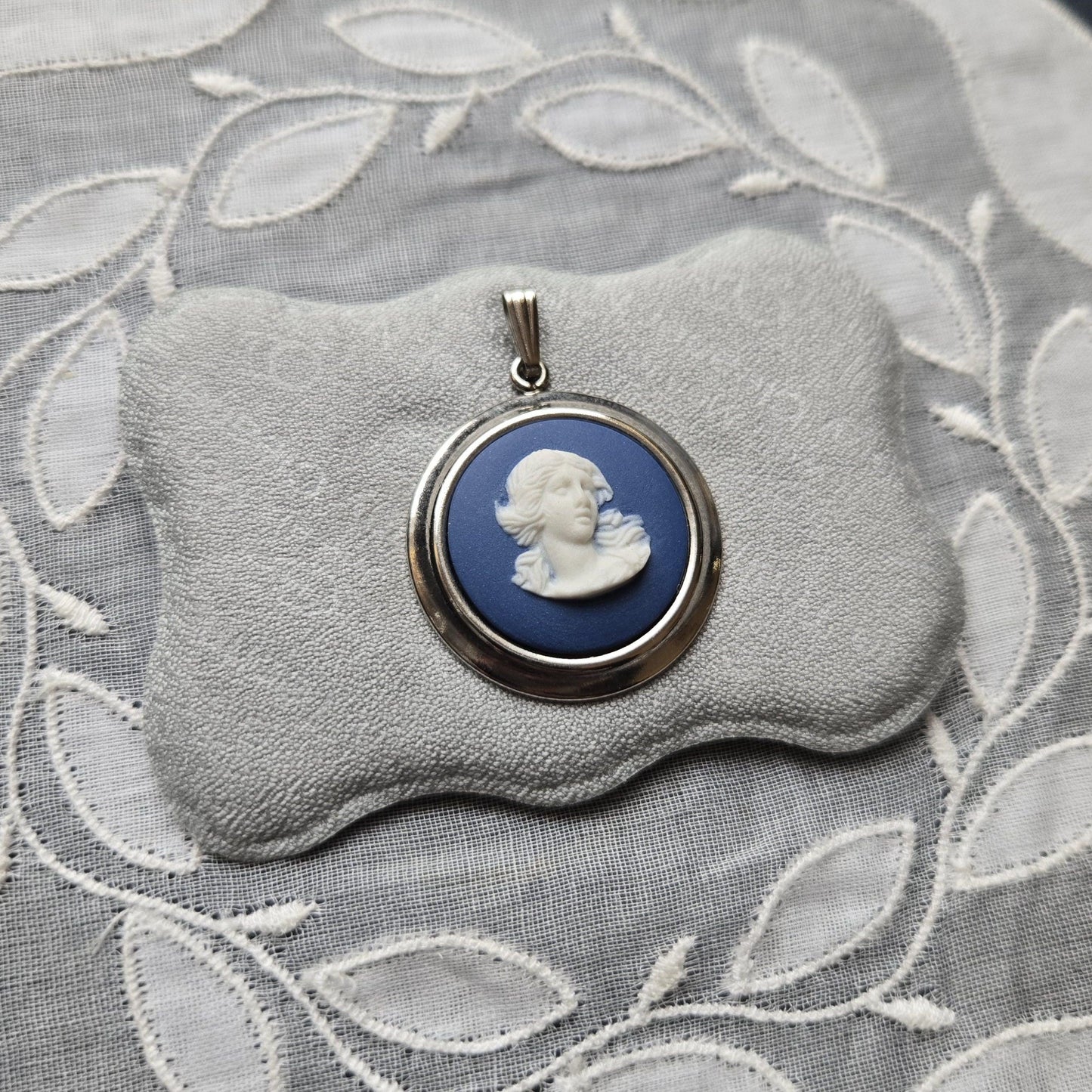 Necklace - Wedgwood Blue Jasperware Cameo Necklace