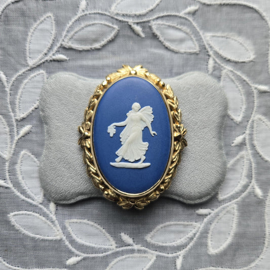 Brooch - Wedgwood Blue Jasperware Goddess Cameo Brooch