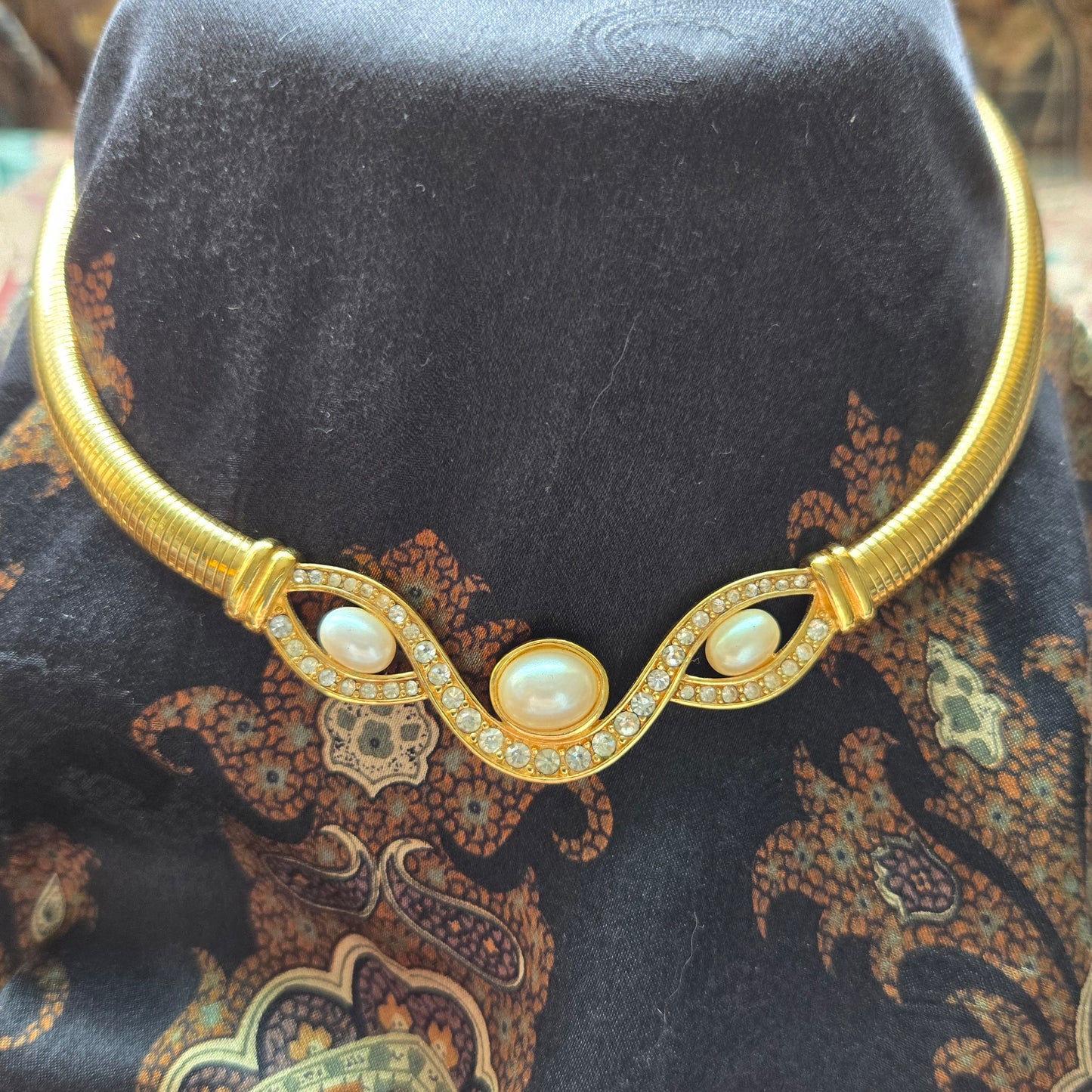 Necklace - Monet Pearl and Crystals Statement Necklace