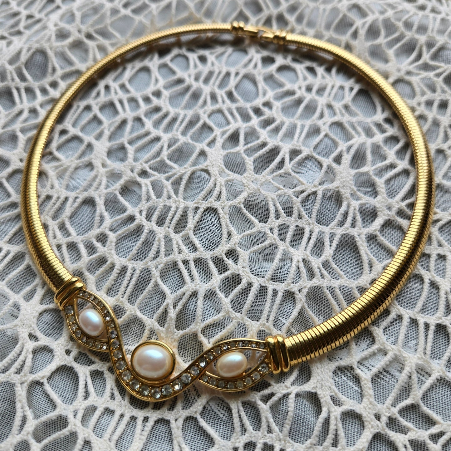 Necklace - Monet Pearl and Crystals Statement Necklace