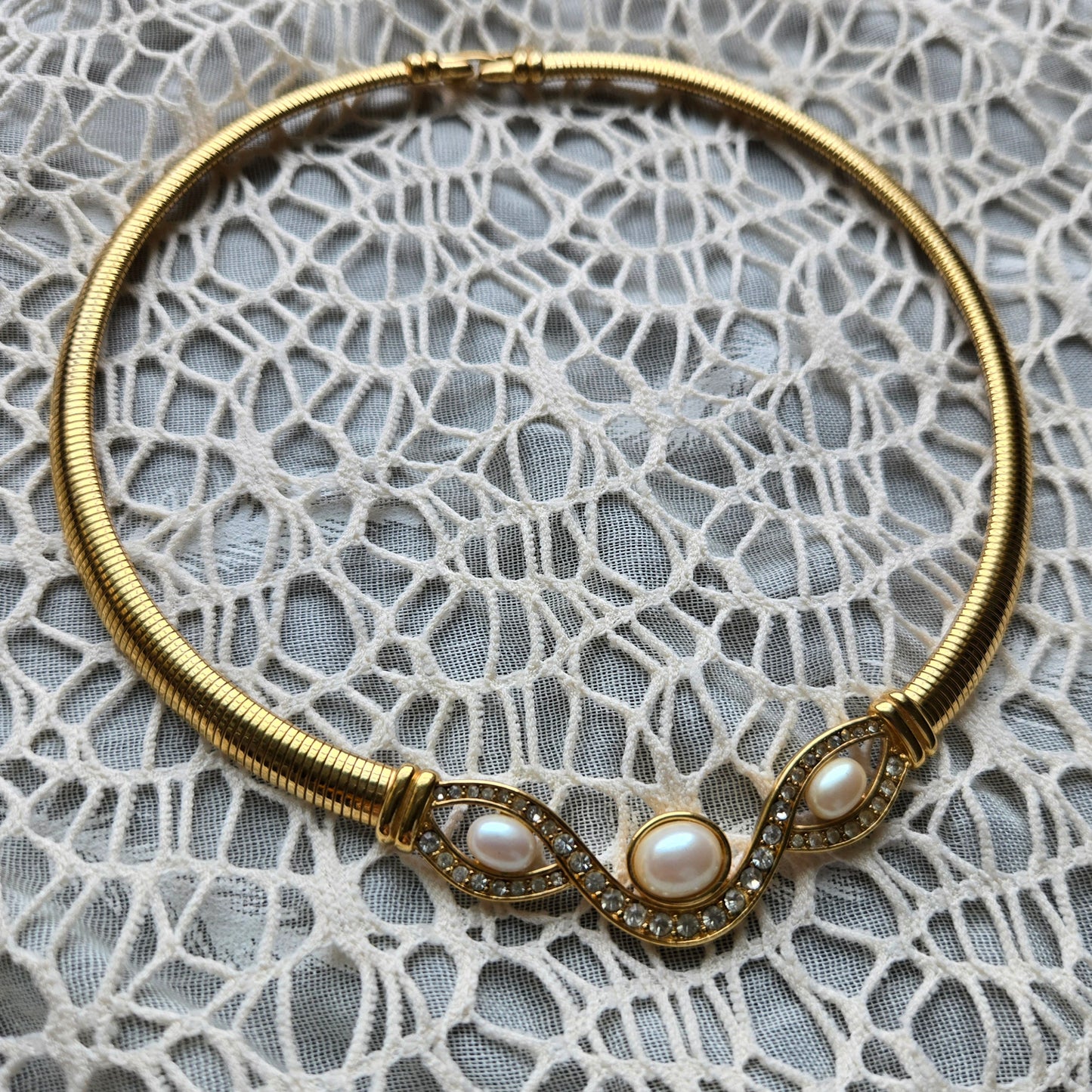 Necklace - Monet Pearl and Crystals Statement Necklace